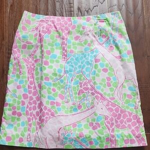 Lilly Pulitzer Multicolor Giraffe Print Skirt